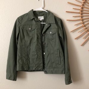 Green button up jacket